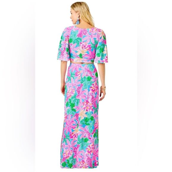 LILLY PULITZER Minka Maxi Skirt Set in Tigers Lair Tropical Floral Pattern - Picture 2 of 9